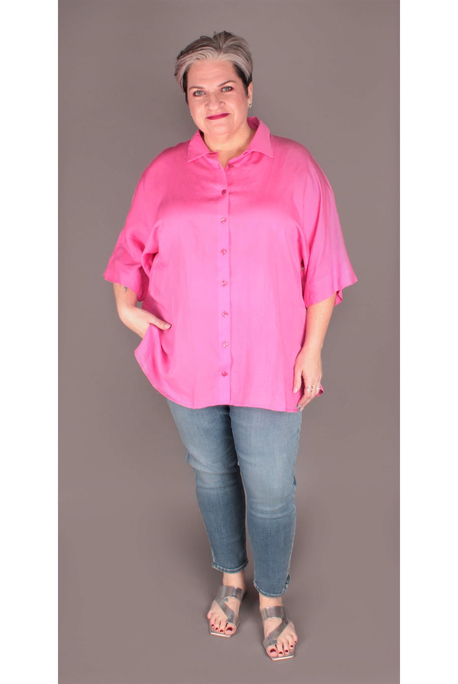 Blouse Viscose Lin Fushia